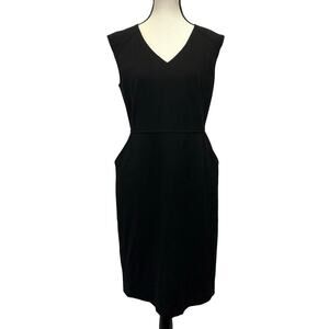 Talbots Black Sleeveless V-Neck Sheath Dress Size 6 Lined Classic LBD